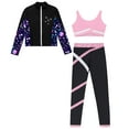 thumbnail image 6 of Miutii Kids Girls 3pcs Gym Training Set Crop Tops and Yoga Pants Long Sleeve Zipper Jacket Set for Pink 6, 6 of 9