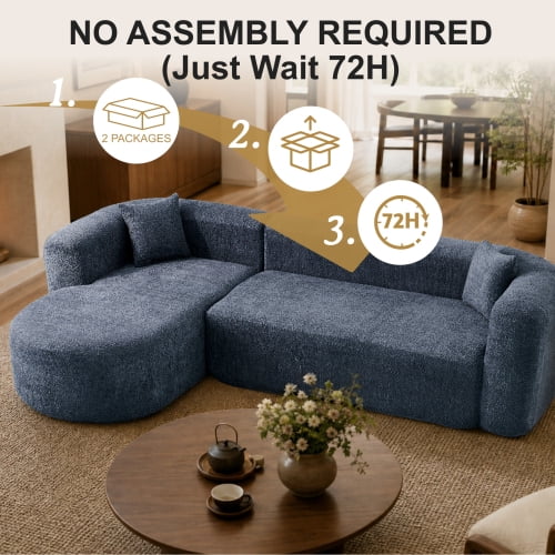 109.4" Boneless Modular Sectional Sofa with L-Shaped Chaise, Cloud-Like Chenille Couch, No Assembly Required, Blue