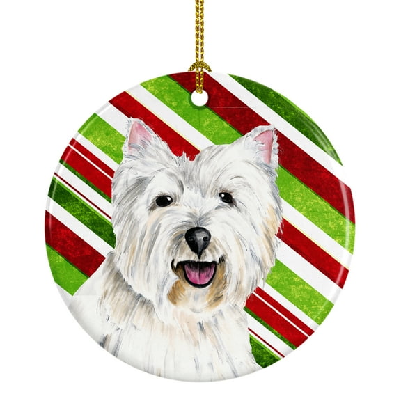 Carolines Treasures SC9330-CO1 Westie Candy Cane Holiday Christmas Ceramic Ornament, Multicolor