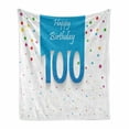 thumbnail image 1 of 100th Birthday Soft Flannel Fleece Throw Blanket, Party Themed Wish for 100 Years Old Colorful Dots Happiness Image, Cozy Plush for Indoor and Outdoor Use, 60" x 80", Multicolor, by Ambesonne, 1 of 6