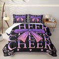 thumbnail image 2 of Erosebridal Fashion Bowknot Girls Twin Quilt Set, Purple Pink Cheerleader Twin Coverlet Set, 2 Pieces, 2 of 7