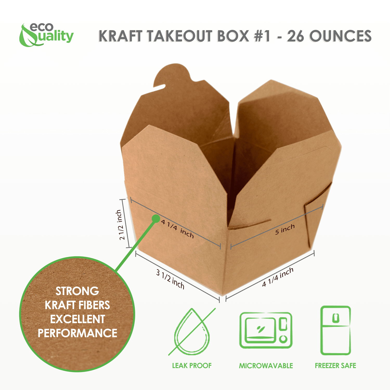 Take Out Food Containers Microwaveable Kraft Brown Take Out Boxes 30 oz (50  Pack) Leak and Grease Resistant Food Containers - Recyclable Lunch Box 
