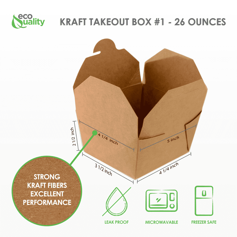 Kaderron 70 Oz Take Out Food Containers (50 Pack) Disposable Kraft Paper  Food Container Takeout Box Microwaveble…