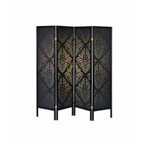 HomeStock 4-Panel Folding Floor Screen Black Damask