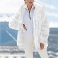 thumbnail image 4 of Women's Fuzzy Fleece Jacket Hooded Color Block Patchwork Cardigan Coat Winter Warm Sherpa Outerwear with Pocket, 4 of 7