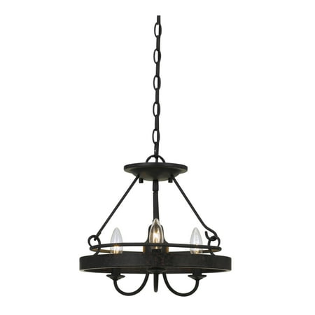 

60 X 3 Watt Metal Frame Pendant with Hardwired Switch Textured Gray- Saltoro Sherpi