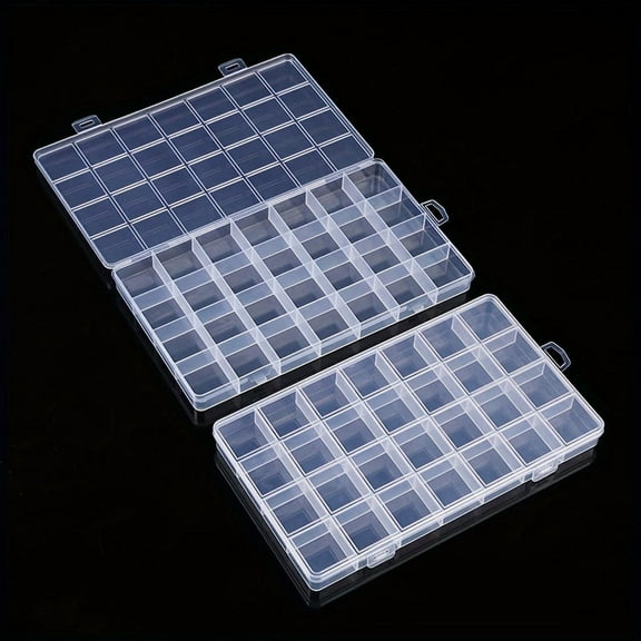 1 PCS 28-Compartment Clear Storage Organizer Box – Portable Plastic Case for Jewelry, Beads, Crafts, Small Parts & Electronics with Snap Lid, Durable & Lightweight