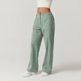 thumbnail image 6 of Women's Zip Front Palazzo Pants with Cargo Pockets High Waist Comfortable Wide Leg Trousers in Soft Cotton, 6 of 8