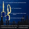 thumbnail image 2 of Gem Stone King 18K Yellow Gold Plated Silver Blue Created Sapphire Dangle Earrings for Women (3.00 Cttw, Gemstone September Birthstone, Octagon 8X6MM), 2 of 6