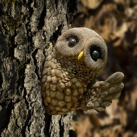 SHINYPASING 1Set Highly Detailed Hand Painted Owl Shaped Resin Statue For Outdoor Hanging Ornament