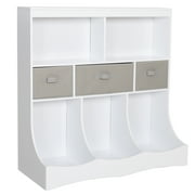 VEIKOUS Kids Toy Storage Organizer Bookcase with 8 Compartments and 3 Removable Drawers, White
