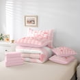 thumbnail image 6 of Manfei Cute Bow Girl Bedding Comforter Set 7pcs,Pink Geometric Stripes Queen Bedding Sets Super Cozy,Kawaii Ribbon Bow Knot Queen Sheet Sets,Luxury Bedroom Decor,Reversible, 6 of 8