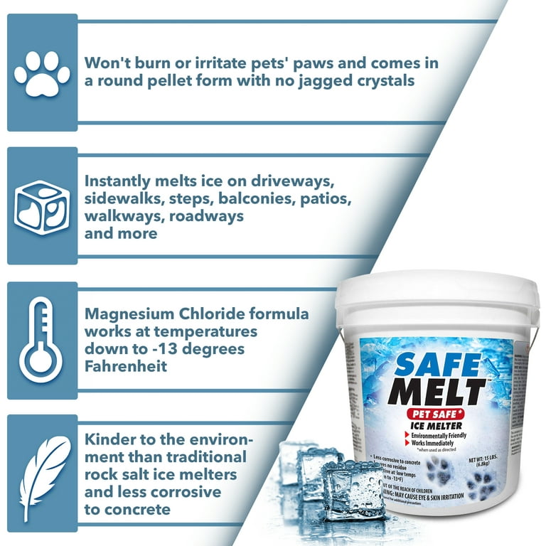 Harris Kind Melt Pet Friendly Ice and Snow Melter, Fast Acting 100% Pure Magnesium Chloride Formula with Scoop Included, 15lb