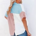 thumbnail image 4 of Aloohaidyvio Tops Plus Size,Fashion Women Causal Button Patchwork Blouse Short Sleeve T-Shirt Summer Tops, 4 of 6