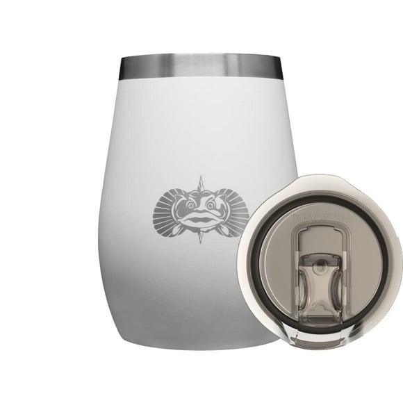 Toadfish Non-tipping 10oz Double Wall Insulated Stainless Steel Stemless Travel Wine Tumbler w/Easy Slide Lid - White