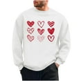 thumbnail image 2 of Men's Crewneck Sweatshirts Hearted Print Long Sleeve Casual Pullover Shirt Hip-Hop Sweater White M, 2 of 6