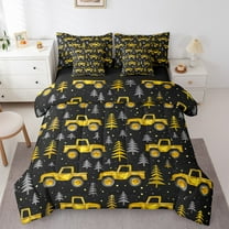 Erosebridal Yellow Truck Bedding Sets Twin Size, Cartoon Tractor Comforter Sets with Sheets, Construction Vehicle Decor, Reversible