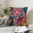 thumbnail image 6 of Haiem Pink Tiger Gold Leaves Print Velvet Soft Solid Decorative Square Throw Pillow Covers Set with Elegant Piping Christmas Cushion Case for Sofa Bedroom Car-20"x20", 6 of 8
