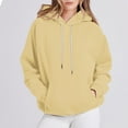 thumbnail image 2 of Women's Long Sleeved Pullover Hooded Fashion Solid T-shirt Drawstring Blouse Round Neck Casual Tops Hooded Sweatshirts, 2 of 7