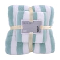 thumbnail image 2 of JeashCHAT 2 Piece Striped Towel Set, Bath Towel and Hand Towel, Super Soft Highly Absorbent Quick Dry Towels, Face Towel Bath Towel Set for Bathroom Shower Hotel Beach Pool Spa, Green, 2 of 8
