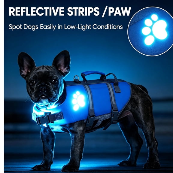 Dog Life Vest for Swimming, Ripstop Dog Life Jacket Large, Floating Life Vest for Dogs Large Breed with Handle, Vibrant Doggie Life Jacket for Boating with Hook, Pet Water Vest for Big DogsBlue, L
