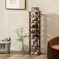 thumbnail image 2 of 7-Tiers Shoe Rack, Tall Vertical Shoe Storage with Removable Shelves & Anti-toppling Device, Slim Corner Shoe Shelf Organizer for Entryway, Closet, Small Space (Rustic Brown), 2 of 17