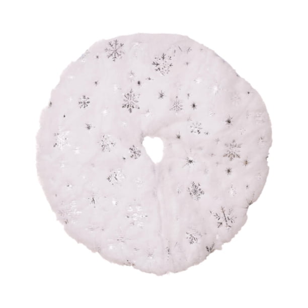 Minifalda de peluche Soledad decoración navideña redonda 15 pulgadas Copos de nieve plateados