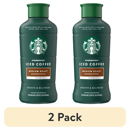 (2 pack) Starbucks Iced Coffee Unsweetened Medium Roast, 100% Arabica Beans, No Sugar, No Milk, 48 fl oz