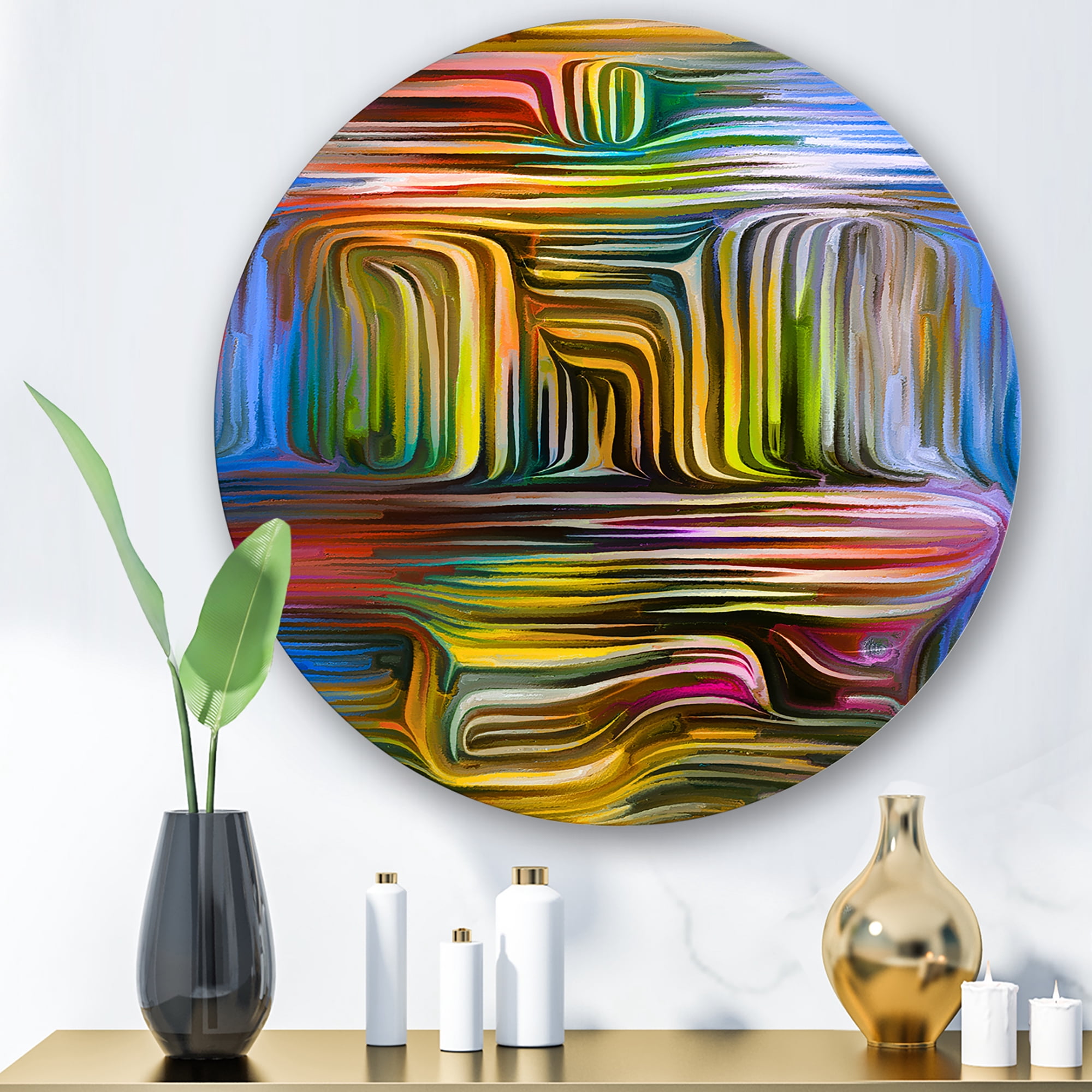 Designart 'Colour Spiral Fusion VIII' Modern Circle Metal Wall Art 11x11 - Disc of 11
