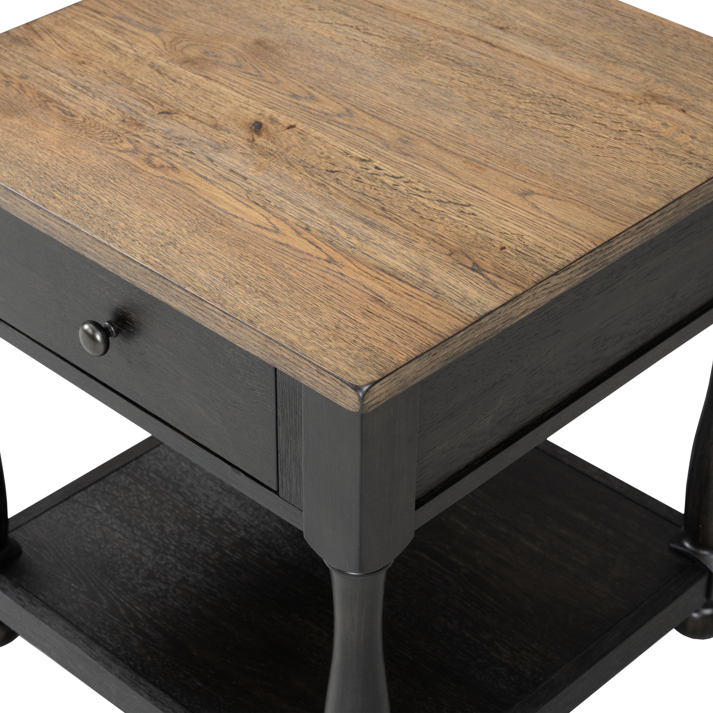 Furniture of America Millers Modern 1-Drawer Solid Wood End Table, Weathered Black