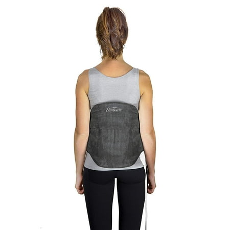 Sunbeam Heated Back Wrap Heating Pad for Back Pain Relief, Gray, 23" x 15"