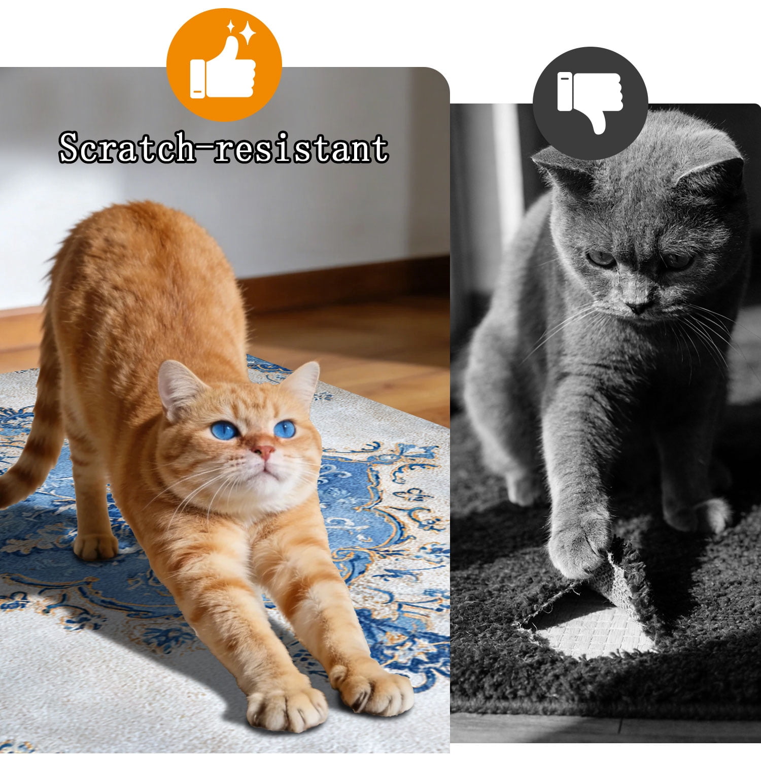 3-Piece Farmhouse Kitchen Rug Set, Washable Anti Slip Striped Floor Mats in 3 Sizes, Stain Resistant Decor Rugs for Kitchen Hallway Bathroom Home Christmas Decor