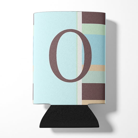 Letter O Initial Monogram - Blue Stripes Can or Bottle Hugger