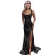 thumbnail image 1 of Vestido de fiesta BOLENSYE negro con lentejuelas, cuello cuadrado, abertura larga 2025, 1 of 7