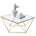 thumbnail image 1 of Bold Tones Metal Coffee Table, Diamond Shaped, Modern Glam, Glass Top and Gold Base, Gold, 1 of 2
