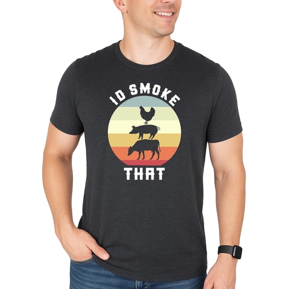 I'd Smoke That Funny Grilling & Cooking Shirt for Men Humorous Graphic Tee Dark Gray Heather Shirt Adult Small