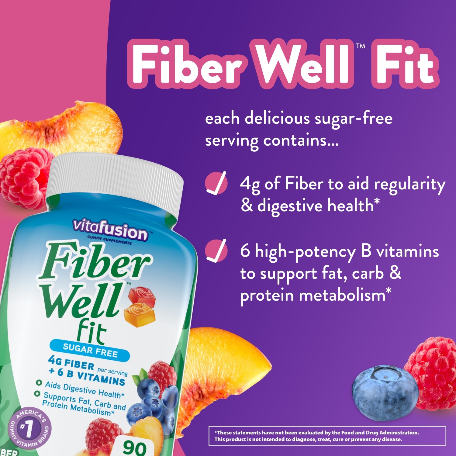 Vitafusion Fiber Well Fit Gummies Supplement, 90 Count (Packaging May Vary) - image 3 of 8