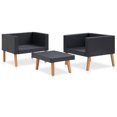 thumbnail image 3 of vidaXL 3 Piece Garden Lounge Set with Cushions Poly Rattan Black, 3 of 5