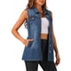 thumbnail image 4 of INSPIRE CHIC Chaleco de mezclilla sin mangas para mujer, con botones, de longitud media, chaleco de jeans L azul oscuro, 4 of 6