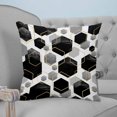 thumbnail image 4 of 18x18 Pillow Covers Set of 2, Black Grey Throw Pillow Covers Decorative Couch Cushion Case, Geometric Gold White Hexagon Modern Microfiber Square Pillowcases for Bedroom Car Living Room, 4 of 7
