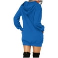 thumbnail image 3 of Women's Hooded Sweatshirt Cotton Long Sleeve Pullover Hoodie Dress Gradient Pockets Lightweight Sweater Top Dress (Small, Blue 03), 3 of 5