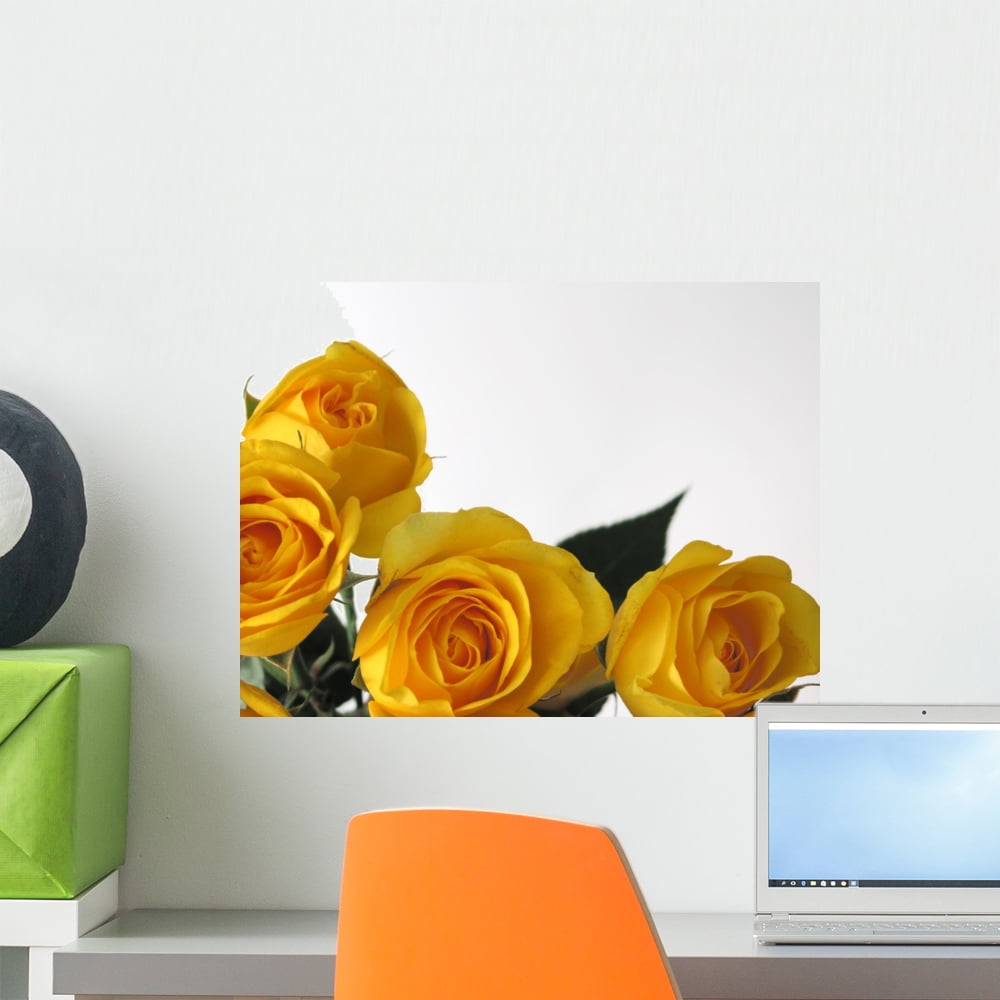 Yellow Roses Wall Mural Decal Sticker, Wallmonkeys Peel & Stick Vinyl