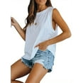 thumbnail image 4 of Loose Fit Casual Crew Neck T Shirts Basic Tee Tops Summer Sleeveless Women Tank Top, 4 of 5