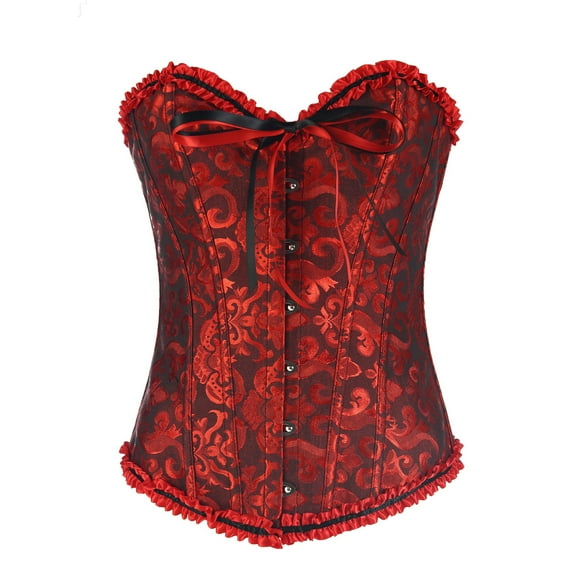 Gvmfive Women Plus Size Lace Up Overbust Corset Bodyshaper Training Bustier Top