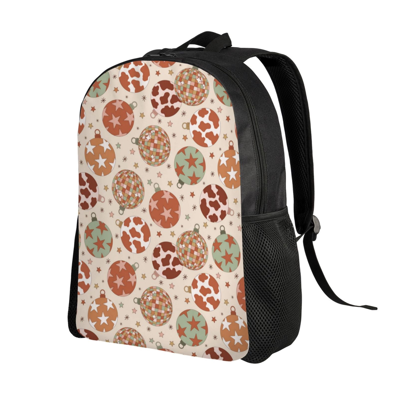 Xecao Cow Spots And Disco Ball Print School Backpack with Laptop Compartment Small Travel Laptop Backpack for Women Men Waterproof College Backpack Simple School Bag