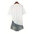 thumbnail image 2 of 1pc Bohemian Peace Sign Print T-Shirt, Casual Round Neck Short Sleeve Top, Cotton Knit Fabric, Geometric Pattern, Regular Length, All Seasons, 2 of 6