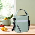 thumbnail image 2 of Tdxkok Wide Opening Insulated Lunch Bag with Reflective Stripe Detachable Strap thermal Food Carrier for Students office Work Green, 2 of 6