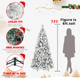 thumbnail image 3 of Tcbosik 7ft Pre-lit Snow Flocked Christmas Tree with 450 Warm White Lights, Artificial Hinged Xmas Tree with 1060 Branch Tips & Metal Stand for Indoor Holiday Decoration, Green & White, 3 of 8