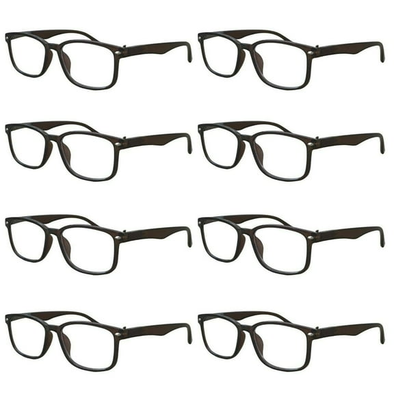 8 Packs Unisex Square Frame Blue Light Blocking Computer Reading Glasses Readers for Men Women 1.00