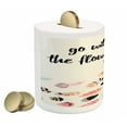 thumbnail image 2 of Feather Piggy Bank, Go with the Flow Inspirational Words with Colorful Bohemian Quills Aztec Elements, Ceramic Coin Bank Money Box for Cash Saving, 3.6" X 3.2", Multicolor, by Ambesonne, 2 of 4